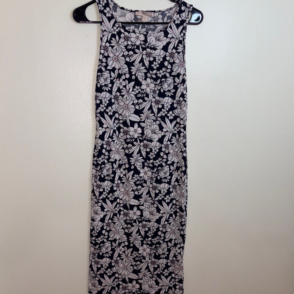 Forever 21 Black Maxi Dress with White Floral Pattern